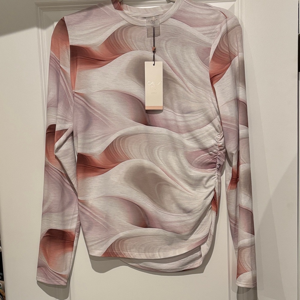 Calia Pink and Cream Swirl Long Sleeve Top